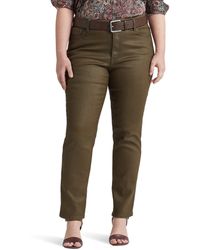 Lauren by Ralph Lauren - Plus Size Coated Mid-rise Straight Ankle Jeans In Olive Fern Wash - Lyst