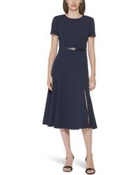 Calvin Klein - Belted Short Sleeve Midi Dress - Lyst
