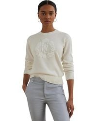 Ralph Lauren - Floral-Logo Combed Cotton Sweater Sweater - Lyst
