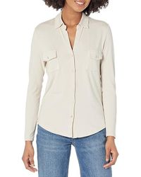 Majestic Filatures - Soft Touch Long Sleeve Button-Down Shirt Clothing 4 (Us 12) - Lyst