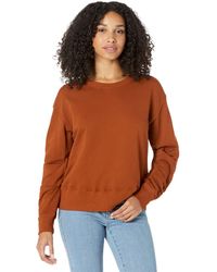 Michael Stars Womens Burnout Star Terry Long Sleeve Crew Neck Pullover 