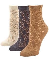 Hue Diamond Cotton Pointelle Anklet 3-pack - Black