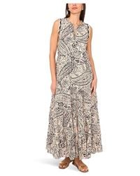 Vince Camuto - Sleeveless Crochet Trim Tiered Maxi Dress, Polyester - Lyst