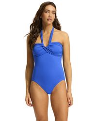 Seafolly - Halter Plunge One-piece Swimsuit - Lyst