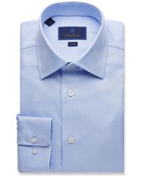 David Donahue Trim Fit Royal Oxford Dress Shirt - Blue