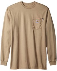 Carhartt Big Tall Flame-resistant Force Cotton Long Sleeve T-shirt - Natural