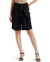 Lauren by Ralph Lauren - Tie Front Linen-blend Twill Shorts - Lyst
