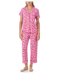 Kate Spade - Short Sleeve Modal Jersey Cropped Pj Set Pajama Sets, Elastane/Modal - Lyst