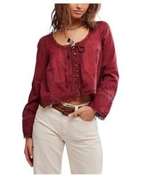 Free People - Forevermore Long Sleeve Top Clothing Lg 12) Cotton - Lyst