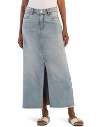 Kut From The Kloth - Brea - Long Skirt With Front Slit And Fray Hem - Lyst