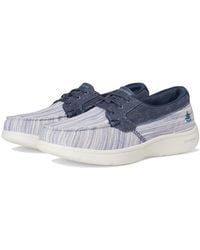 Skechers - On-The-Go Flex Radiant Striped Metallic Canvas Boat Shoe Flat Shoes 8 B - Lyst