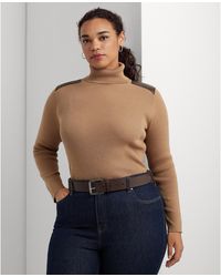 Lauren by Ralph Lauren Plus-size Faux-leather-trim Turtleneck