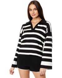 English Factory - Striped Collared Cropped Sweater - Lyst