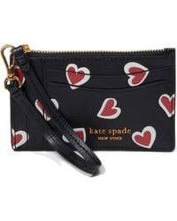 Kate Spade - Morgan Stencil Hearts Embossed Printed Saffiano Leather Coin Card Case Wristlet - Lyst