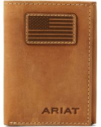 Ariat Mens Trifold Wallet With Floral Embossing And Lacing A3534701