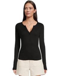 Michael Stars - Salem Mixed Placket Henley Clothing Xs (Us 0-2) Cotton/Modal/Spandex - Lyst