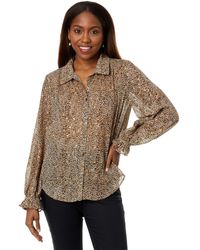 Vince Camuto - Long Sleeve V-neck Button-down Blouse - Lyst