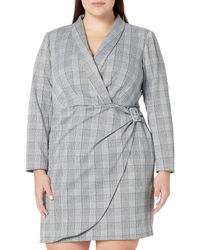 Donna Morgan Plus Size Metallic Plaid Blazer Dress - Gray