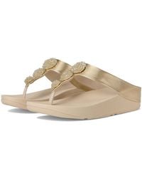 Fitflop - Fino Beadie-Button Metallic Toe-Post Sandals Wedge Shoes 8 M (B) Leather - Lyst