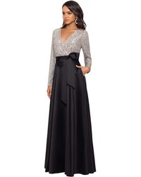 Xscape Long Sleeve Sequin Top Ballgown Skirt - Black