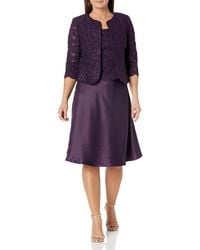 Alex Evenings - Tea Length Jacket Dress With Lace Open Jacket And Tank With Satin Skirt - Lyst