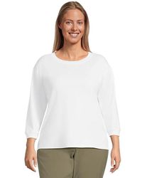 Mod-o-doc - 3/4 Sleeve Hi-Lo Tunic With Side Slits Sweater Md (Us 8-10) Cotton/Spandex - Lyst