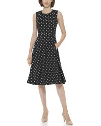 Calvin Klein - Polka Dot Fit And Flair Scuba Crepe Dress - Lyst