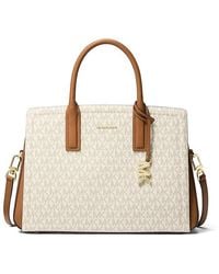MICHAEL Michael Kors - Laila Medium Satchel Satchel Handbags Vanilla/Acorn, Leather - Lyst