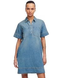 Madewell - Short Sleeve Popover Denim Mini Dress - Lyst