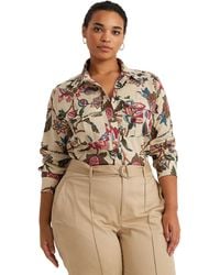 Lauren by Ralph Lauren - Plus-size Floral Cotton Voile Shirt - Lyst
