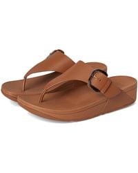 Fitflop - Lulu Resin-Buckle Leather Toe-Post Sandals Wedge Shoes 9 M (B) - Lyst