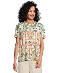 Johnny Was - The Janie Favorite Flutter Sleeve Henley T-Shirts Clothing, Rayon/Spandex - Lyst