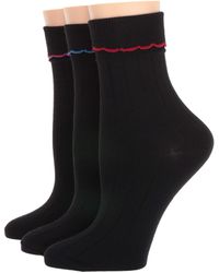 Hue Scalloped Turncuff 3-pair Pack - Black