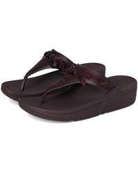 Fitflop - Lulu Glitz-Bow Leather Toe-Post Sandals Wedge Shoes 7 M (B) - Lyst