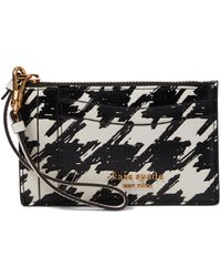 Kate Spade - Morgan Painterly Houndstooth Embossed Saffiano Leather Coin Card Case Wristlet - Lyst
