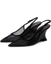 Tory Burch - Double T-Buckle Wedge 75 Mm High Heels Nero/Perfect, Leather - Lyst