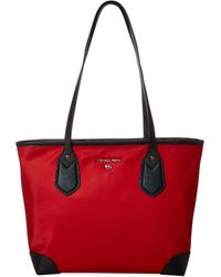 eva large logo stripe tote bag red