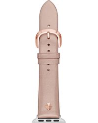 Kate Spade Interchangeable Apple Watch Strap In Leather Kss0044 Nude - Pink