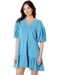 Sundry Synthetic Tiered V Neck Dress in Blue | Lyst