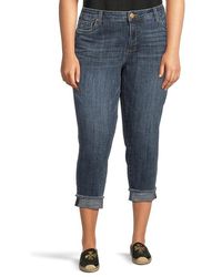Kut From The Kloth - Plus Size Amy Crop Straight Leg- Roll Up Fray Jeans Aesthetic W/Euro Base Wash 14W, Cotton/Denim/Spandex - Lyst