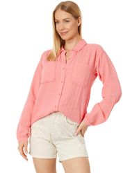 Mod-o-doc - Double Layer Gauze Long Sleeve Flowy Button-up Shirt - Lyst