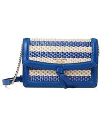 Kate Spade - Knott Striped Woven Fabric Flap Crossbody Handbags, Leather/Textile - Lyst