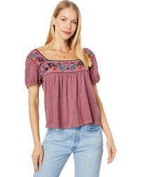 Lucky Brand Overdyed Embroidered Smocked Peasant