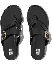 Fitflop - Gracie Buckle Leather Strappy Toe-post Sandals - Lyst