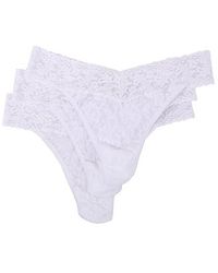 Hanky Panky - 3-Pack Original Rise Thong Underwear, Cotton/Lace/Nylon - Lyst