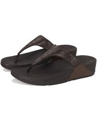 Fitflop - Lulu Crystal Toe-Post Sandals Wedge Shoes 11 M (B) Faux Leather - Lyst
