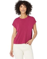 Eileen Fisher Womens Red Linen Blend Boat Neck Boxy Knit Top Shirt S BHFO 3889