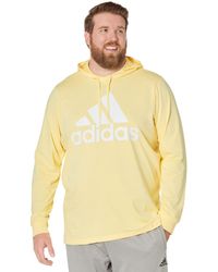 adidas Big Tall Big Logo Single Jersey Pullover Hoodie - Yellow