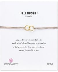 Dogeared Friendship Double Linked Rings Silk Bracelet - White