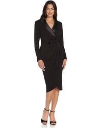 Adrianna Papell - Knit Crepe Tuxedo Wrap Dress - Lyst